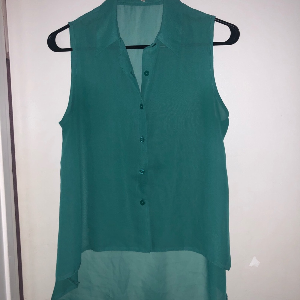Turquoise High-Low Top - Picture 2 of 3